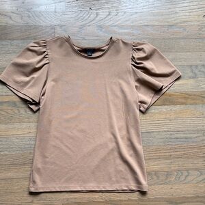 Ann Taylor - Ponte Puff Sleeve Top In Spiced Taupe size XS